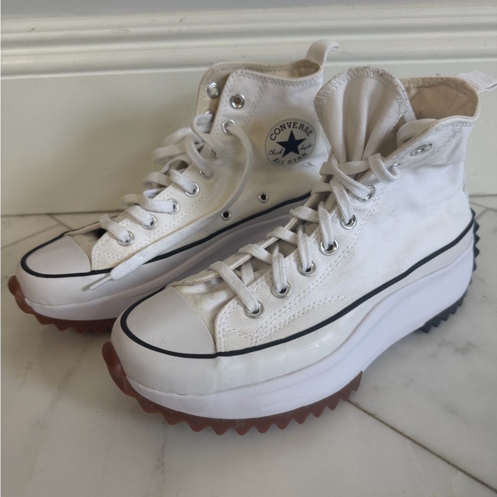 Converse CTAS size 9 Run Star Hike High White Cream Black Gum Lug Sole Sneakers - Picture 7 of 12